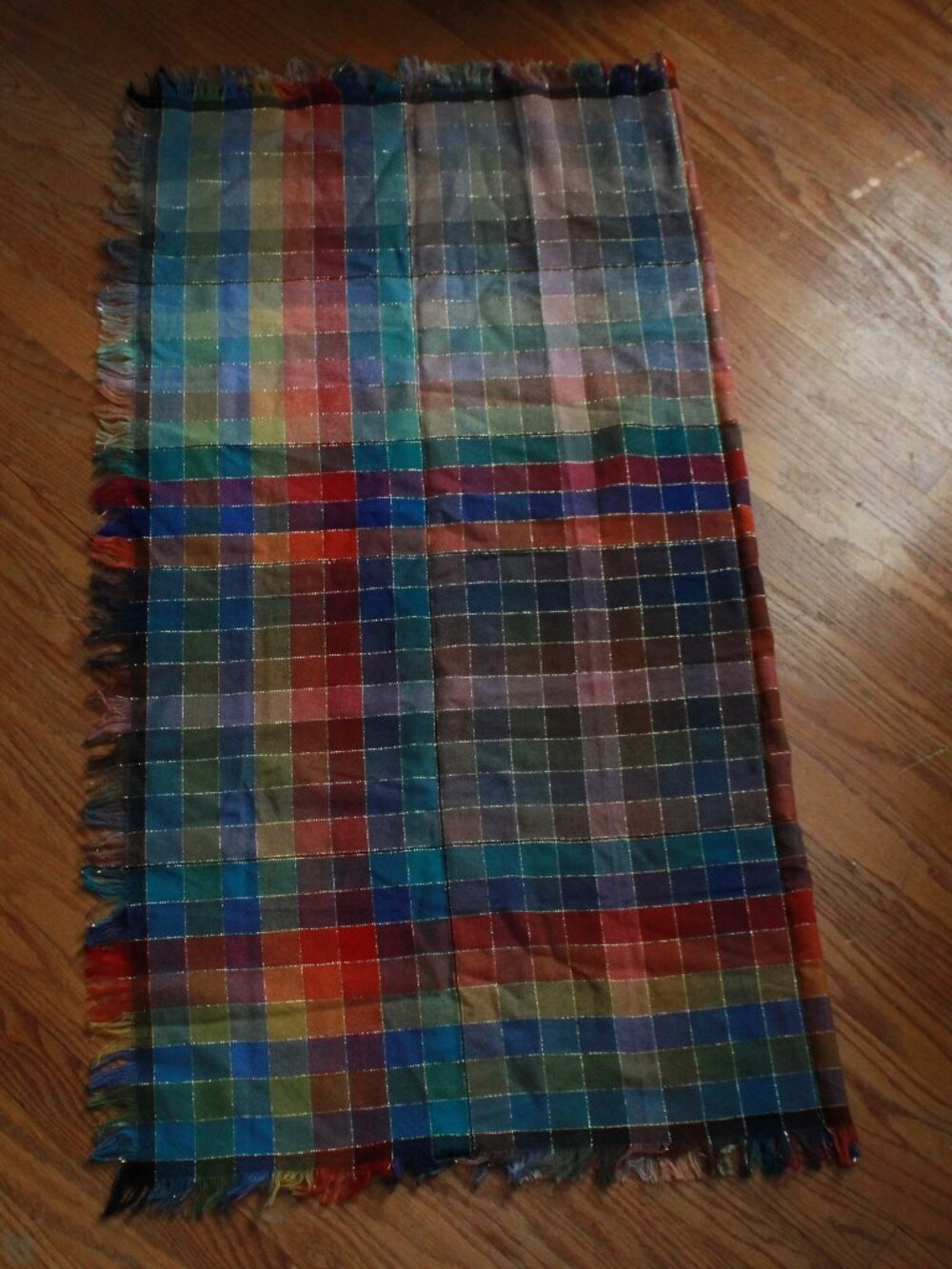 Vintage Unknown Brand Ultra Multi Color Tassel Accent Scarf/Wrap